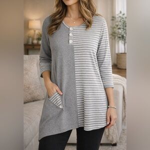 Neon Buddha Colorblock Striped Tunic Top | Size XL